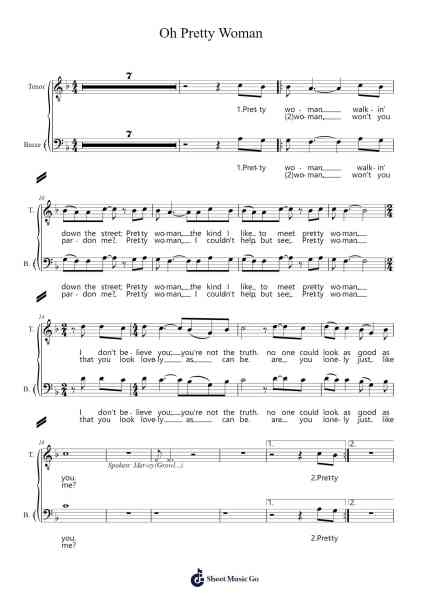 Oh Pretty Woman Sheet Music by Roy Orbison-Arr.Faitheten Finntham