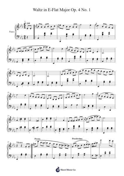Waltz in E-Flat Major, Op. 4 No. 1 Sheet Music by H. Malik-Arr.Popgram Migcky