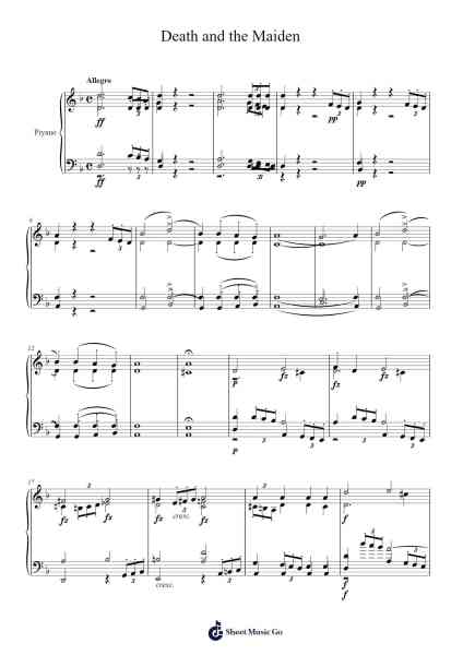 String Quartet No. 14 in D Minor, D. 810 "Death and the Maiden" Sheet Music by Franz Schubert-Arr.Annnat Keclair