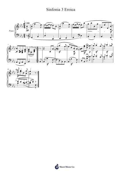 Symphony No. 3 in E-flat major, Op. 55 "Eroica" Sheet Music by Ludwig van Beethoven-Arr.Tifliz