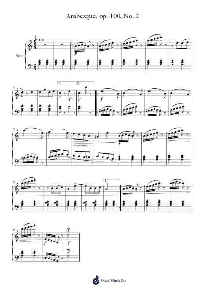 Arabesque, Op. 100, No. 2 Sheet Music by Friedrich Burgmüller-Arr.Fordtodd