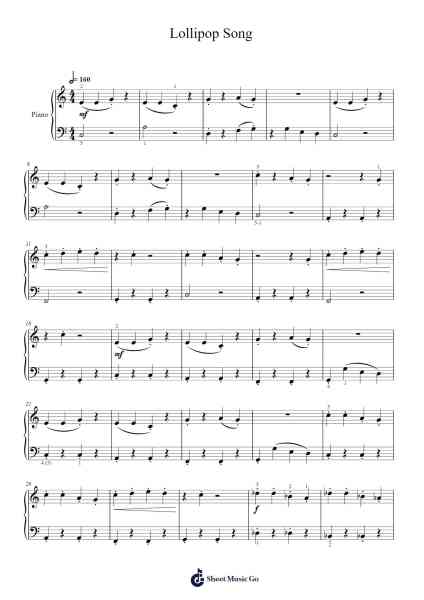 Lollipop Song Sheet Music by Joff Bush-Arr.Gabe Prittdair