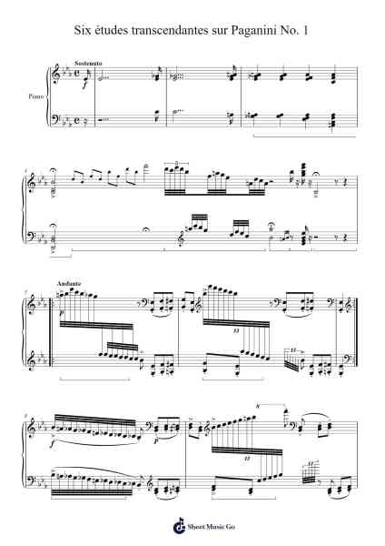 Six Grandes Études de Paganini, S. 140: No. 1 in G Minor Sheet Music by Loudan Stephen Alexenov Stradinoff-Welkinstein-Arr.Joycelup