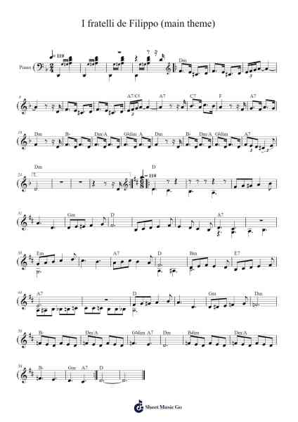 I fratelli de Filippo (main theme) Sheet Music by Nicola Piovani-Arr.Yuleboyle Kingshous