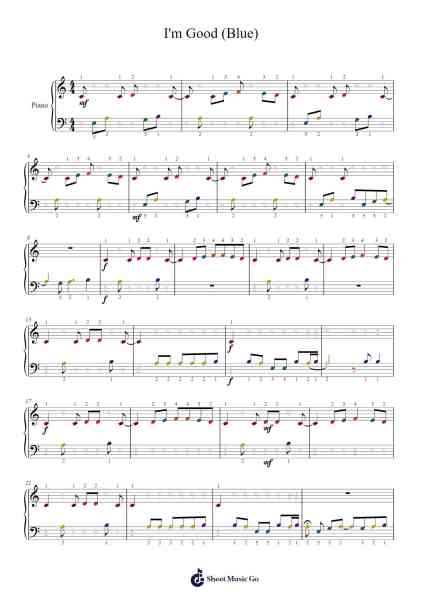 I'm Good (Blue) Sheet Music by David Guetta-Arr.Ianlay Hullee
