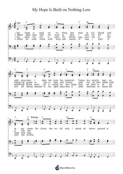 My Hope Is Built on Nothing Less Sheet Music by William B. Bradbury-Arr.Lamshop