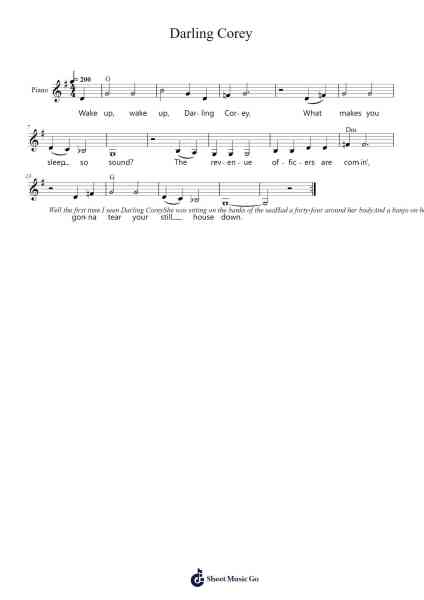 Darling Corey Sheet Music by Lead sheet with lyrics-Arr.Macre Accer