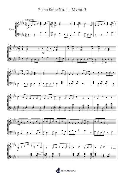 Piano Suite No. 1 - Mvmt. 3 Sheet Music by Vebberg Paulwy-Arr.Crichriet Hawreen