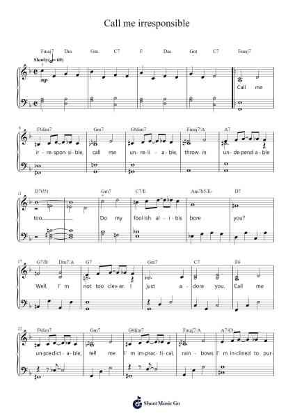 Call me irresponsible Sheet Music by Frank Sinatra-Arr.Borglass