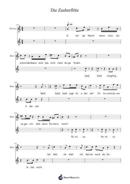 Die Zauberflöte Sheet Music by W. A. Mozart-Arr.Urrite