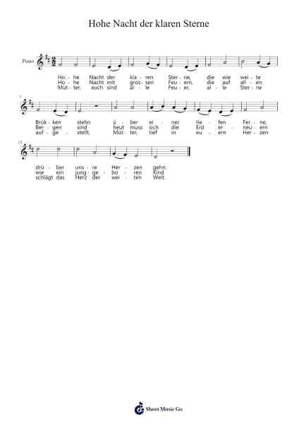 Hohe Nacht der klaren Sterne Sheet Music by Hans Baumann-Arr.Brookjoy
