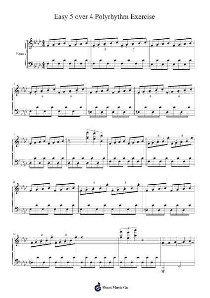 Easy 5 over 4 Polyrhythm Exercise Sheet Music by Chris Portislander-Arr.Harruth