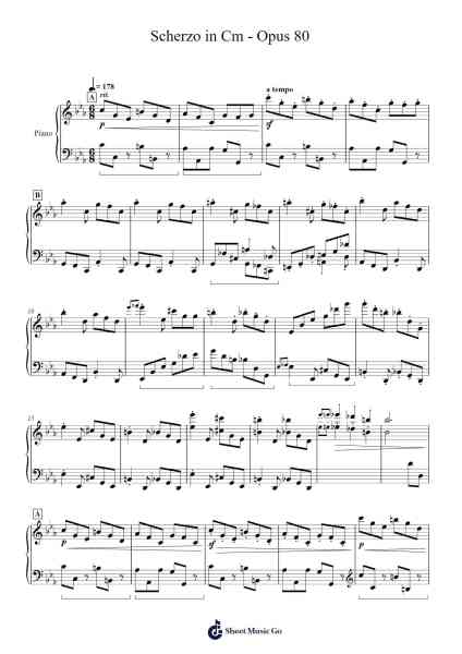 Scherzo in C Minor, Op. 80 Sheet Music by Samuel D. Kubik-Arr.Rydiah
