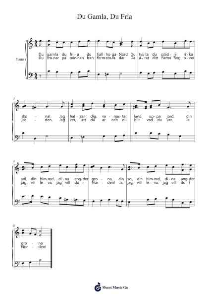 Du Gamla, Du Fria Sheet Music by Misc Traditional-Arr.Mablia Finkeith