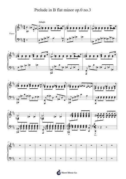 Prelude in B flat minor op.0 no.3 Sheet Music by Smith.J-Arr.Dawnbian Sherqe