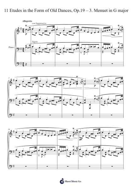 11 Etudes in the Form of Old Dances, Op. 19 - 3. Menuet in G Major 乐谱由 undefined - 编曲 Sailstha