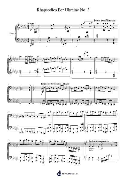 Rhapsodies For Ukraine No. 3 Sheet Music by Caescott-Arr.Boycegold