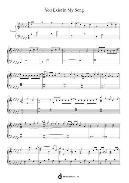 You Exist in My Song Sheet Music by Wanting Qu-Arr.Yuleboyle Kingshous