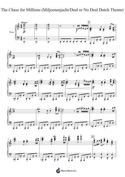 The Chase for Millions (Miljoenenjacht/Deal or No Deal Dutch Theme) Sheet Music by Martijn Schimmer-Arr.Kingsgust