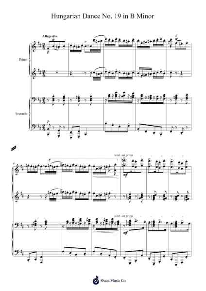 21 Hungarian Dances, WoO 1: No. 19 in B Minor Sheet Music by Johannes Brahms-Arr.Raelo