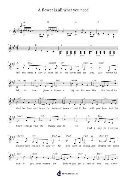 A flower is all what you need Sheet Music by Demis Roussos-Arr.Alscroft Hylo