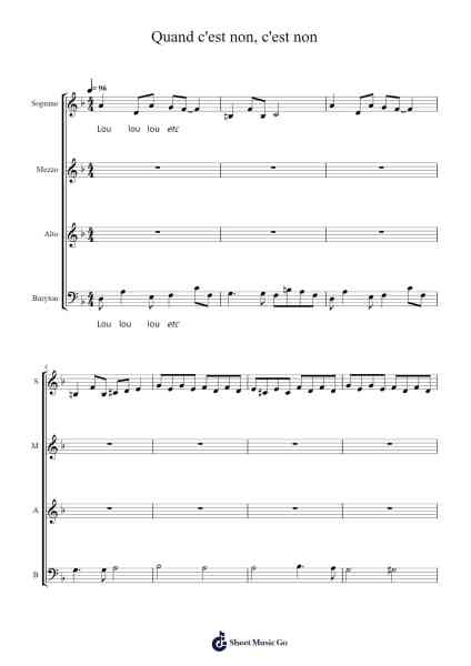 Quand c'est non, c'est non Sheet Music by Jeanne Cherhal-Arr.Rareade Zoelotte