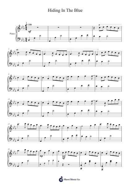 Hiding In The Blue Sheet Music by TheFatRat-Arr.Peing