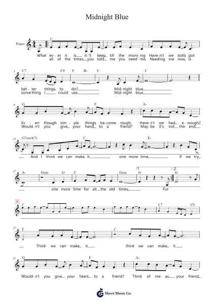 Midnight Blue Sheet Music by Carole Bayer Sager/Melissa Manchester-Arr.Puhill Wesreen