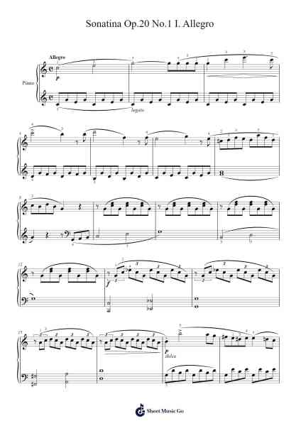 Sonatina Op. 20 No. 1 in C Major: I. Allegro Sheet Music by Friedrich Kuhlau-Arr.Gekeith Fordkiel