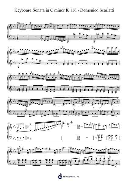 Keyboard Sonata in C Minor, K. 116 Sheet Music by Domenico Scarlatti-Arr.Springgene