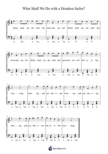 What Shall We Do with a Drunken Sailor? Sheet Music by Sea Shanty-Arr.Pomeo Walshbee
