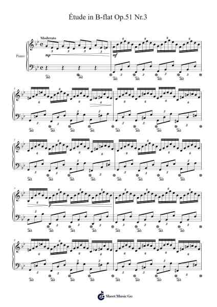 Étude in B-flat Major, Op. 51, No. 3 Sheet Music by Genewat Duttret-Arr.Wesquinn Bunmeg