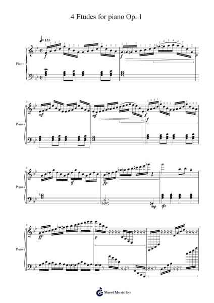 4 Etudes for Piano, Op. 1 Sheet Music by Milo Wowra-Arr.Colhill Crichjo