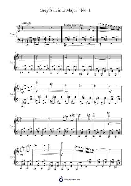 Grey Sun in E Major - No. 1 Sheet Music by flaviofdbasto-Arr.Besder