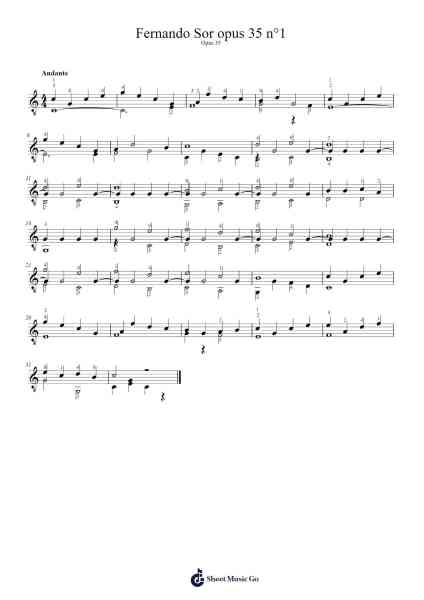 Opus 35 No. 1 in C Major Sheet Music by Fernando Sor-Arr.Debhum Browntor