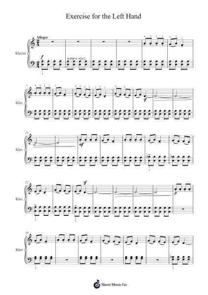 Exercise for the Left Hand Sheet Music by Béla Bartók-Arr.Huxdia