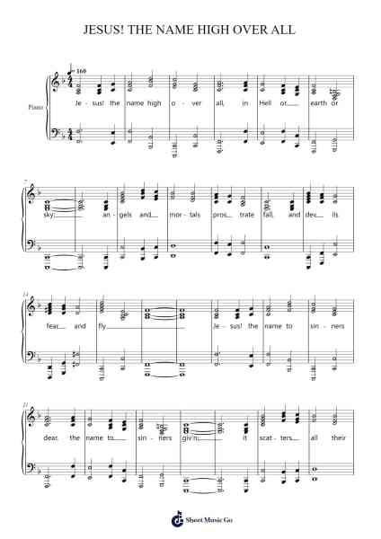 JESUS! THE NAME HIGH OVER ALL Sheet Music by Davebel-Arr.Humbart Browningboyd