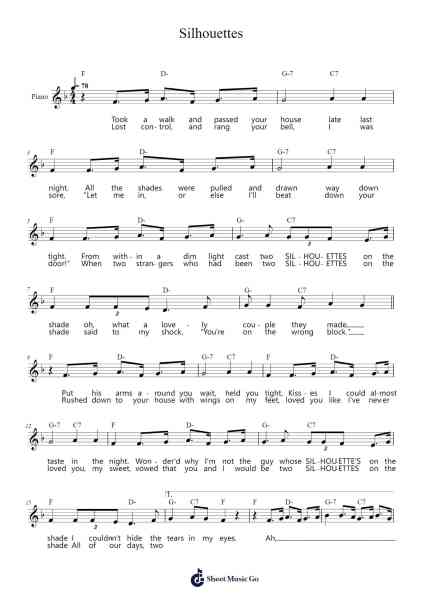 Silhouettes Sheet Music by The Rays-Arr.Crylip