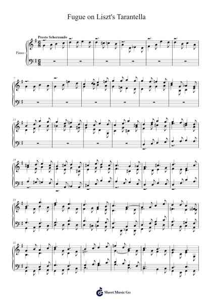 Fugue on Liszt's Tarantella Sheet Music by Gileschill Vaugthe-Arr.Faithevice