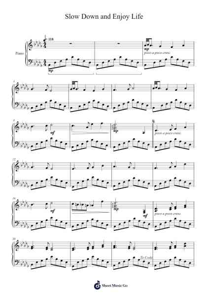 Slow Down and Enjoy Life Sheet Music by Masao Aichi-Arr.Lanps Gailkyle