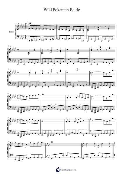 Wild Pokemon Battle Sheet Music by Junichi Masuda-Arr.Junerald