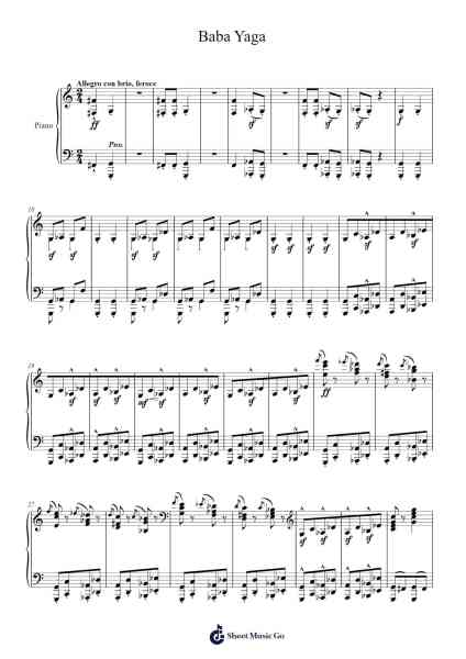 Baba Yaga Sheet Music by Modest Mussorgsky-Arr.Oglet Kitcke