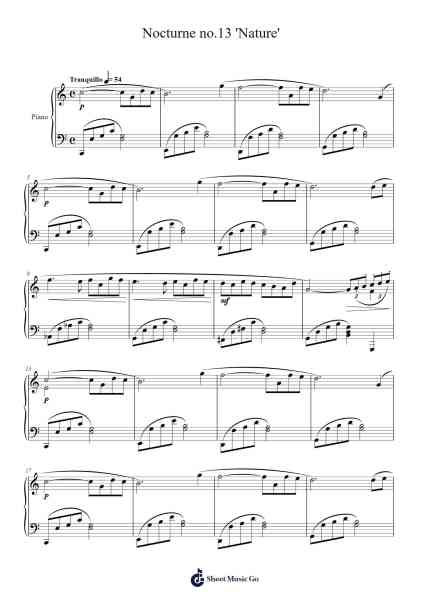 Nocturne No. 13 "Nature" Sheet Music by above170iq2-Arr.Manpiers