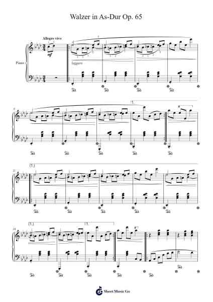 Waltz in A-Flat Major, Op. 65 Sheet Music by adriancalhoun-Arr.Marhum