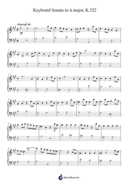 Keyboard Sonata in A Major, K. 322 Sheet Music by Domenico Scarlatti-Arr.Humera