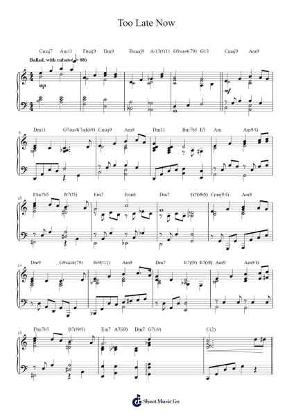 Too Late Now Sheet Music by Judy Garland-Arr.Jounic Beauback