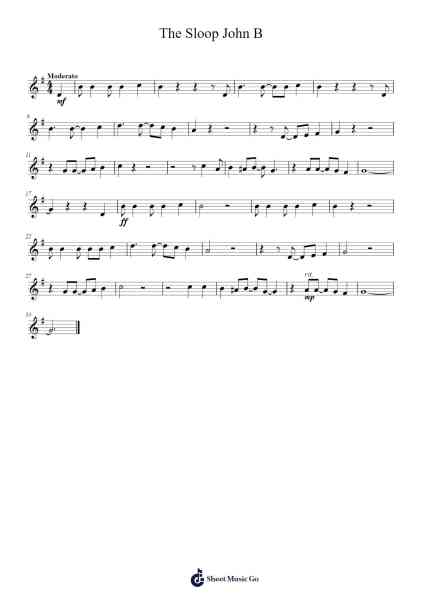 The Sloop John B Sheet Music by Unknown author-Arr.Cranewright Troycrofts
