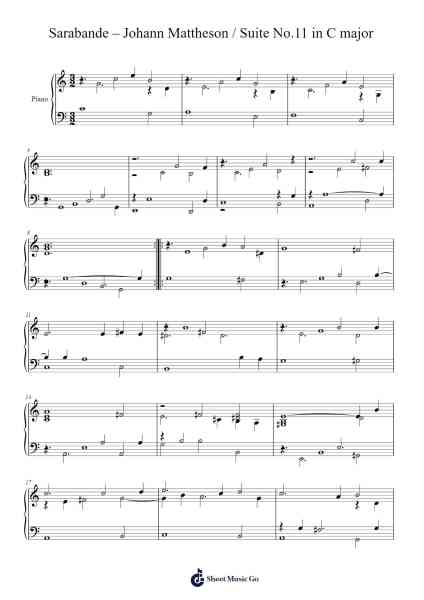 Suite No.11 in C major: Sarabande Sheet Music by Johann Mattheson-Arr.Rosworth