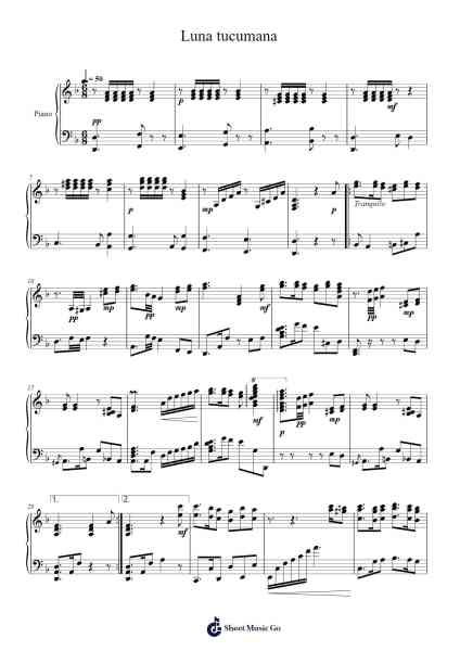 Luna tucumana Sheet Music by Atahualpa Yupanqui-Arr.Xedred