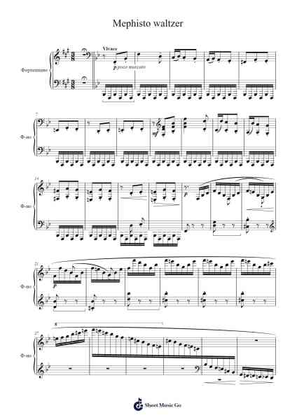 Mephisto Waltz No. 1, S. 514 Sheet Music by Franz Liszt-Arr.Huxdia